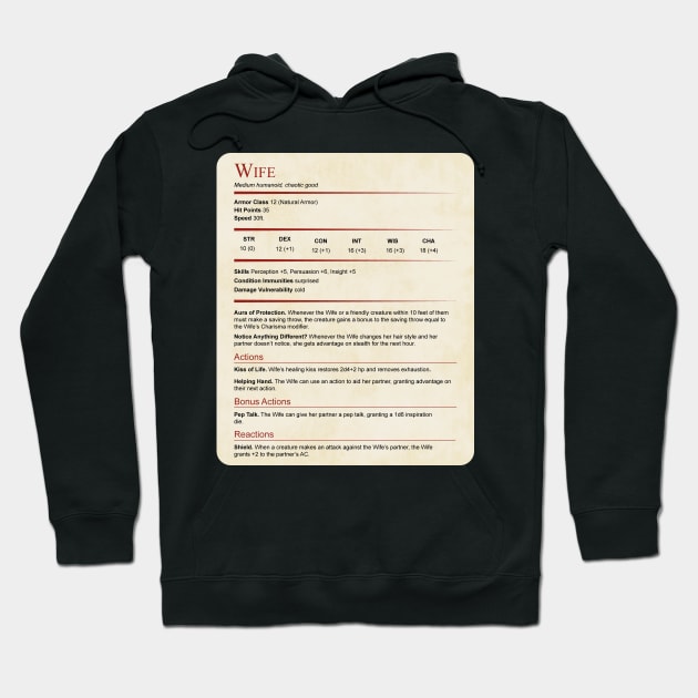 D&D Wife Statblock Hoodie by Sunburst